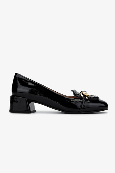 Valmenti Women's Black Patent Leather Heeled Shoes