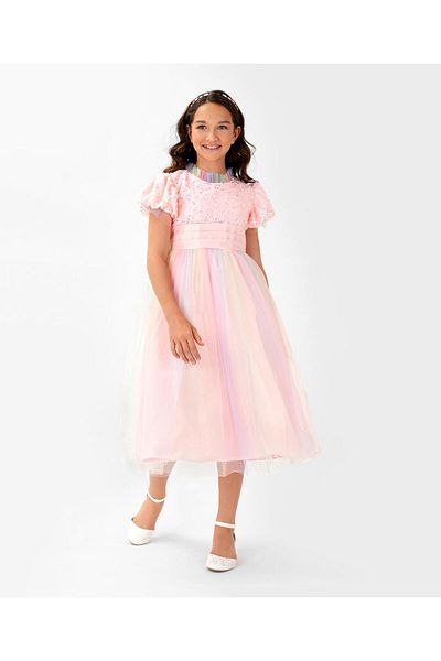 Kookie Kids Sequin Embellished Party Dress - Pink