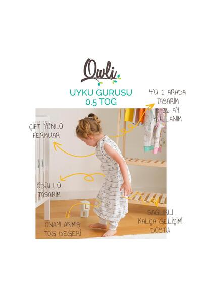Owli Uyku Gurusu 0.5 Tog Early Birds Bebek Kundak / Uyku Tulumu, 0-36 Ay