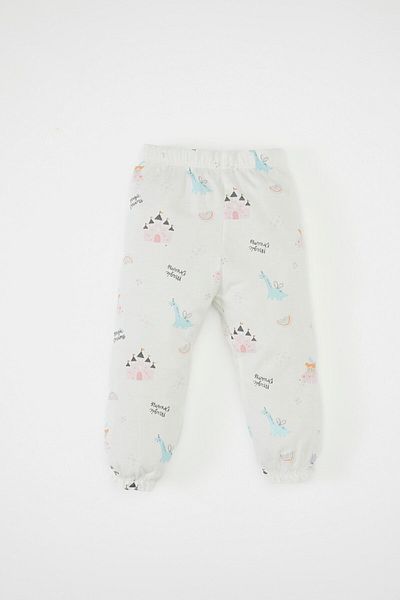 DeFacto Printed Long Sleeve Pajamas Set for Baby Girl - Elastic Waist, Long Bottom Combed Cotton D1799A524Au