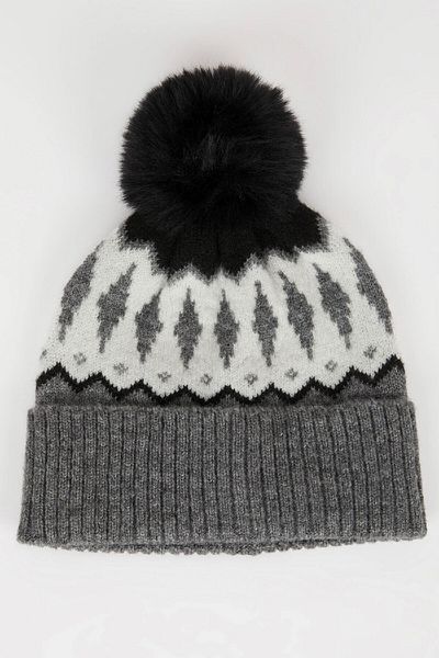 DeFacto Dámský baret Jacquard Pompom - C6636Ax24Wn