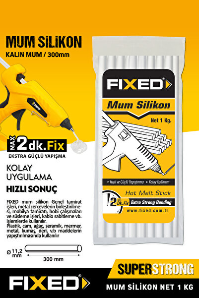 FIXED F1001 1 kg 11.2x300 Mm Kalın Sıcak Çubuk Mum Silikon Şeffaf