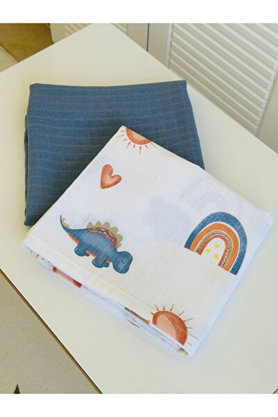 Fulya Tuhafiye طقم بطانية أطفال من الموسلين مكون من قطعتين من القطن 100%، بطا...