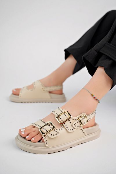 Sapin Sapi̇n Women's Leather Studded Sandals - Full Fit Useful Size 72884