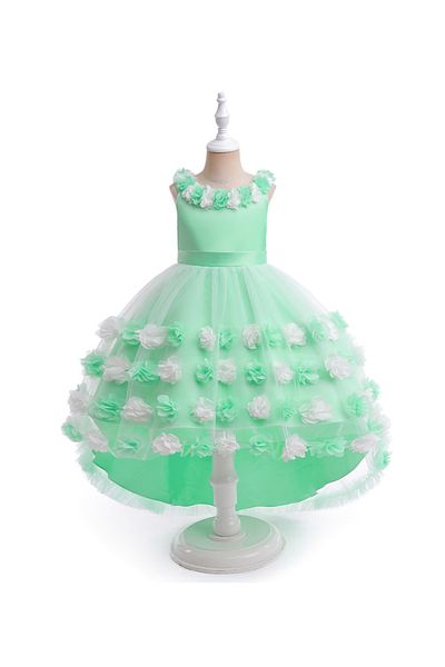 Kookie Kids Flower Applique Party Dress - Green