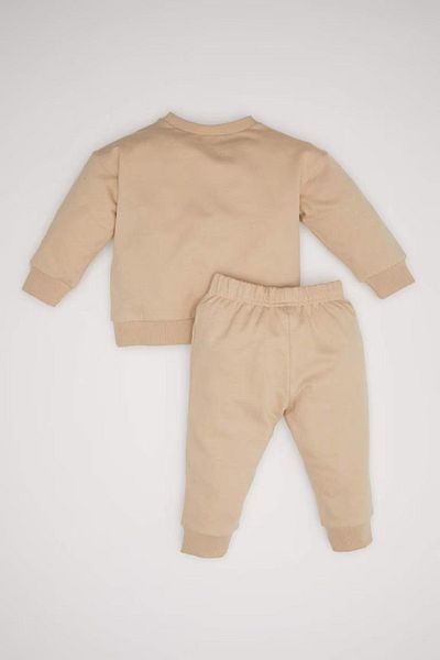DeFacto Printed Sweatshirt and Jogger Tracksuit Set for Baby Boy - Crew Neck D0717A524Au