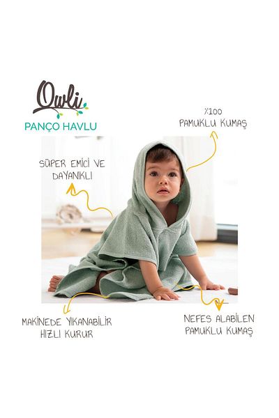 Owli Poncho Towel Mint Green