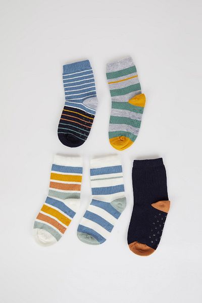 DeFacto Baby Boy Seamless 5-Piece Cotton Long Socks C9112A5Ns