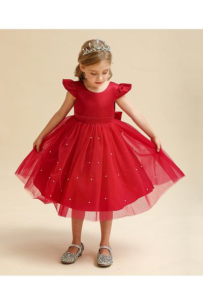 Kookie Kids Tulle Embellished Dress - Red
