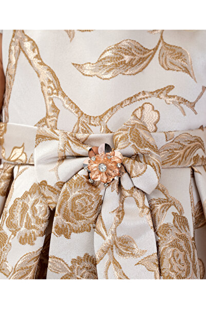 Kookie Kids Leafy Bow Detail Dress - Gold