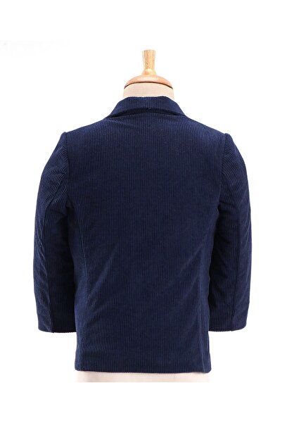 Babyhug Woven Full Sleeves Three Piece Solid Colour Party Suit with Bow - Navy Blue & Light Blue