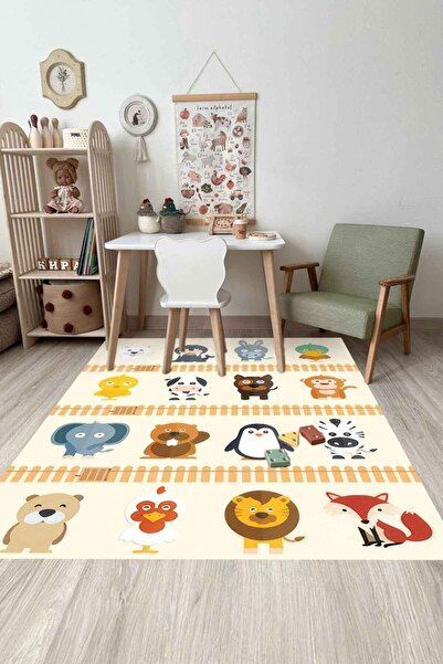 Aden Öğretici Çocuk Oyun Halısı Kaymaz Makinede Yıkanabilir Eğitici Bebek Ve ...