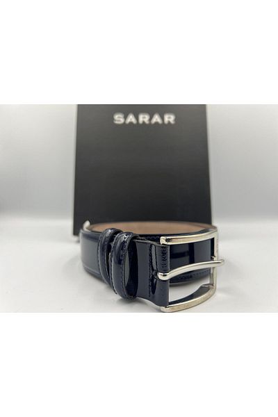 Sarar Patent Leather Men's Belt - Navy Blue, Genuine Leather