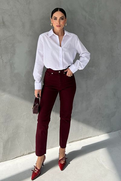 Seda Yalçın Atelier Burgundy Rennes Length Fit Cut-Out Leg Jeans