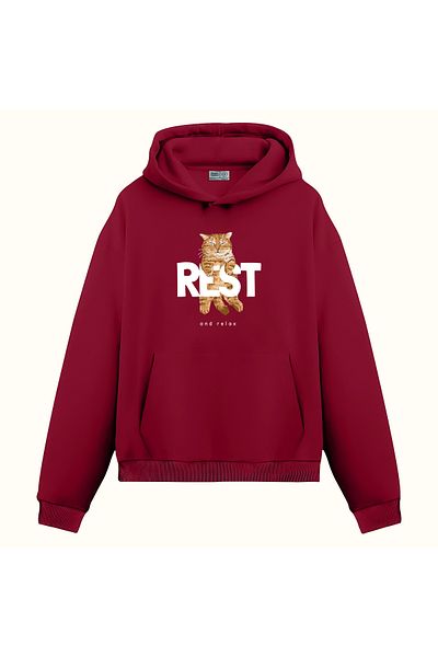 BLACKMAYS Rast Cat Pattern Sweatshirt Made of 3 Thread