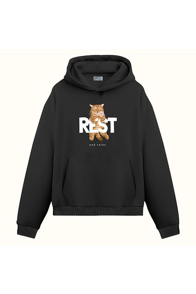 BLACKMAYS Rast Cat Pattern Sweatshirt Made of 3 Thread