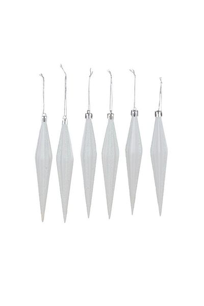 parti sürprizi 6 Pieces Christmas Party - White Ice Pine Tree Ornament