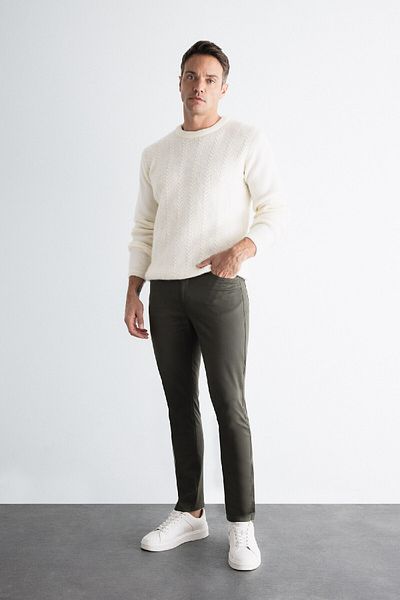 DeFacto Chino Canvas-Hose, schmale Passform, schmale Passform, Baumwolle, dehnbar, schmales Bein, C9441ax24au