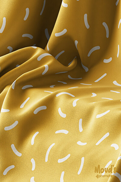 Moud's Sarı Noktalar Desenli Yuvarlak Süet Dertsiz Masa Örtüsü