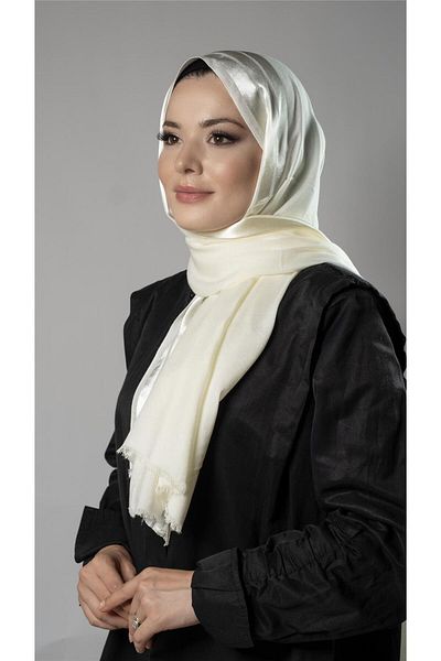 HÜRREM BONE Cream Striped Shawl Viscose Fabric Bursa Dolama 202109_40