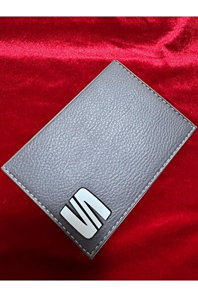 ATTA PAZARLAMA حامل ترخيص من الجلد الرمادي المنقوش من زجاج شبكي، حافظة ترخيص،...