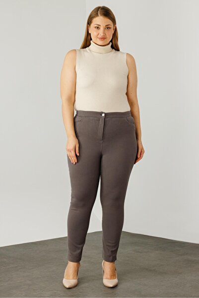 Moda İlgi Modailgi Beli Lastikli Beş Cep Kanvas Pantolon Gri