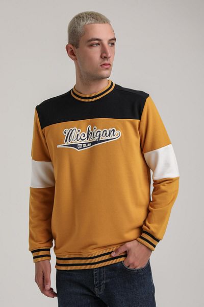 NEW WORLD POLO Crew Neck Mustard Slim Fit Sweatshirt 24Fwm60192