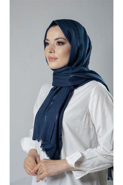 HÜRREM BONE Şal cu dungi albastre petrol Tesatura din viscoză Bursa Wrap 202110 _17