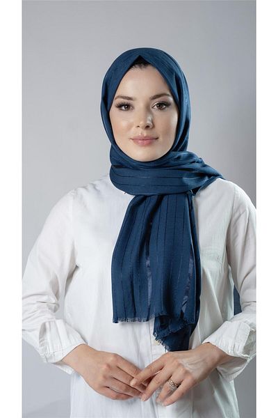 HÜRREM BONE Şal cu dungi albastre petrol Tesatura din viscoză Bursa Wrap 202110 _17