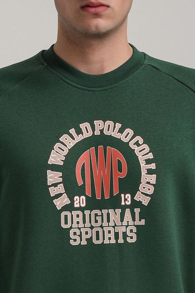 NEW WORLD POLO Crew Neck Green Slim Fit Sweatshirt 24Fwm60187
