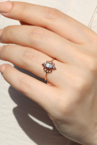 Yistandco Özel Tasarım Vintage Opal Yüzük