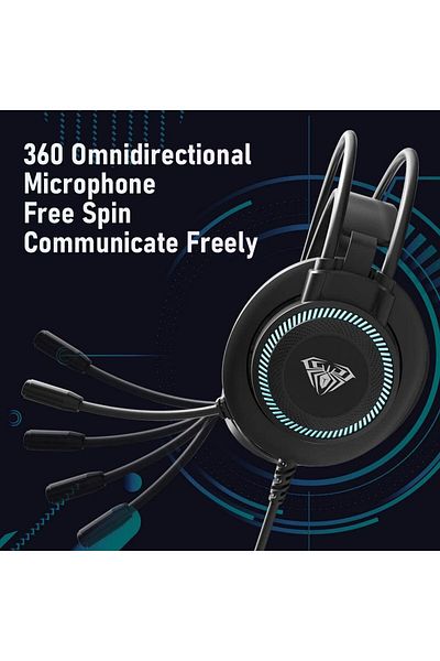 Aula سماعة ألعاب سلكية S601 فوق الأذن مزودة بميكروفون لأجهزة PS4/PS5/XOne/XSeries/NSwitch/PC