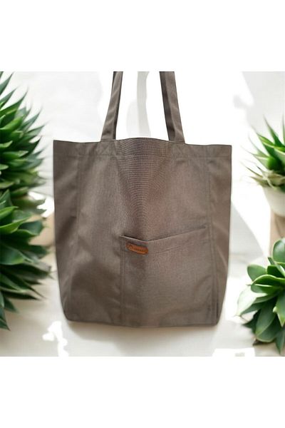 LİFENES Shoulder Bag - Raw Fabric, Tote, Cloth, Pocket Detail