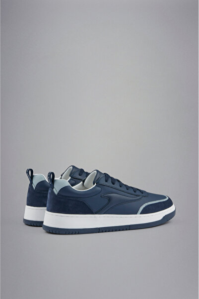 PAUL&SHARK Erkek Hakiki Deri Rahat Taban Süet Detaylı Mavi Sneaker 14318003-050