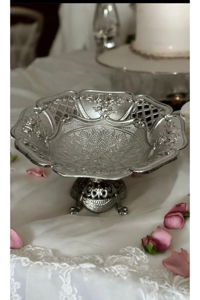 LeesHome Διακοσμητικό μπολ με ασημένια βάση Μπολ παρουσίασης αντικειμένων & μ...