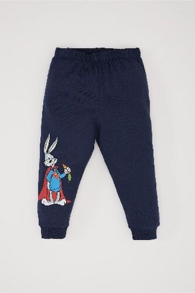 DeFacto Σετ πιτζάμες Looney Tunes για αγοράκι - λαιμόκοψη, μακρύ μανίκι, ελαστική μέση, μακρύ πάτο