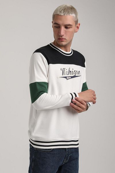 NEW WORLD POLO Crew Neck Ecru Slim Fit Sweatshirt 24Fwm60192