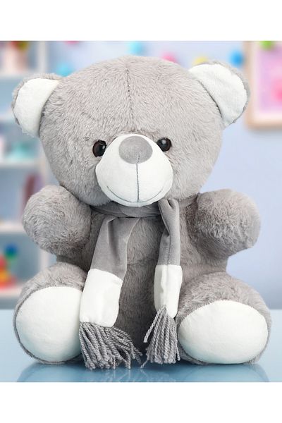Babyhug دمية دب محشوة من بيبي هاج مع كاتم صوت - لعبة ناعمة للأطفال، رمادية، 40 سم، مصنوعة من مادة ناعمة وغير سامة