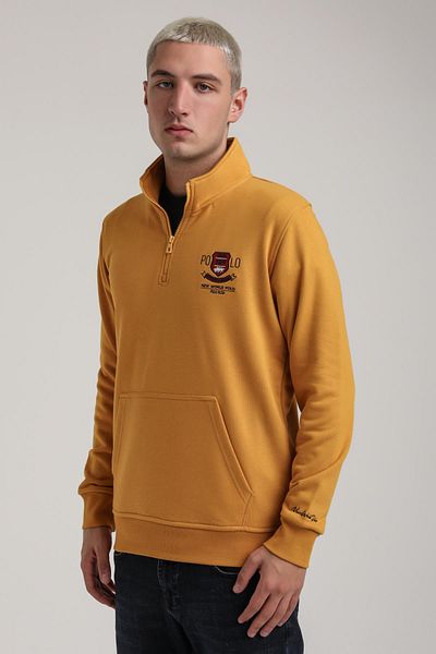 NEW WORLD POLO Stand Collar Mustard Slim Fit Sweatshirt 24Fwm60198
