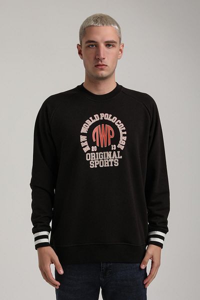 NEW WORLD POLO Crew Neck Black Slim Fit Sweatshirt 24Fwm60187