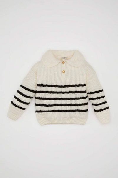 DeFacto Baby Girl Shirt Collar Buttoned Striped Knitwear Sweater C8214A524Au
