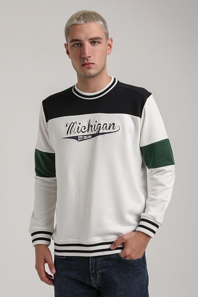 NEW WORLD POLO Crew Neck Ecru Slim Fit Sweatshirt 24Fwm60192