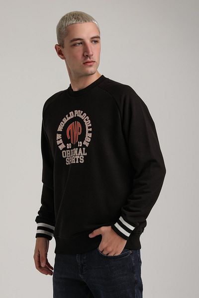 NEW WORLD POLO Crew Neck Black Slim Fit Sweatshirt 24Fwm60187