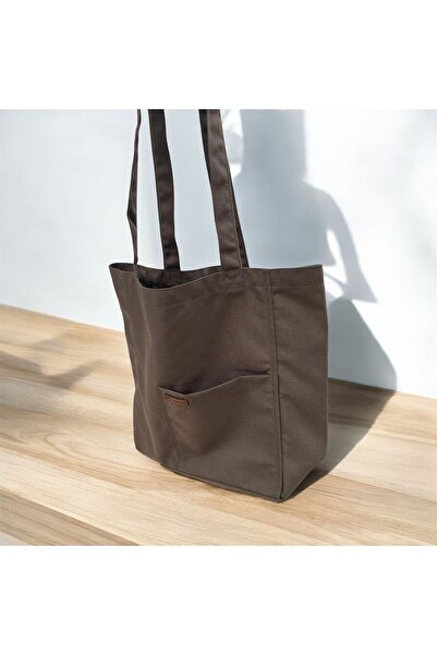 LİFENES Shoulder Bag - Raw Fabric, Tote, Cloth, Pocket Detail