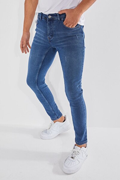 Dr Dnm Remix Erkek Jeans Skinny Fit Likralı Tırnaklı Orta Mavii