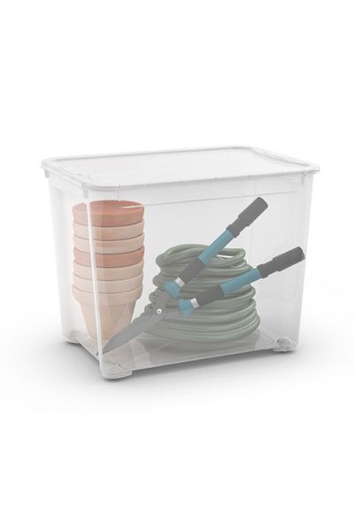 Keter T-Box XL Transparent Storage Container with Wheels - Extra-Large and Durable