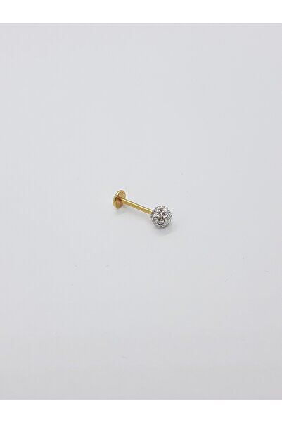 Set Paslanmaz Çelik Parlak  Zirkon Taşlı ''TOP'' Tragus Küpe ( Çap: 5 mm  )