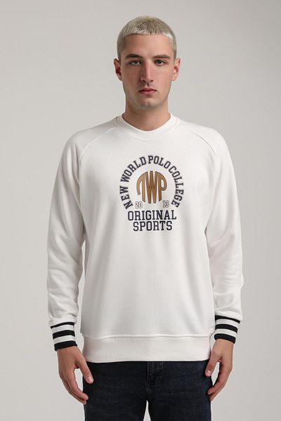 NEW WORLD POLO Crew Neck Ecru Slim Fit Sweatshirt 24Fwm60187