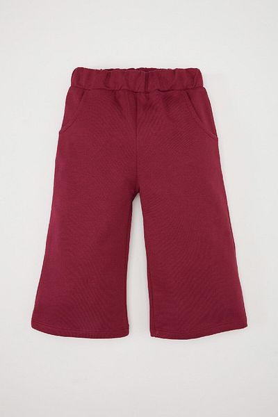 DeFacto Basic 2-Piece Set for Baby Girl - Plain Crew Neck Sweatshirt and Wide Wide Leg Bottom D7257A524Wn