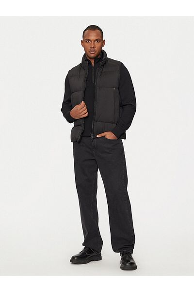 PAUL&SHARK Men's Regular Fit Sleeveless Stand Collar Zipper Closure Black Vest 14312614 -011
